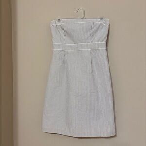 Merona Women's PS Gray Strapless A-line Striped Knee Length Dress